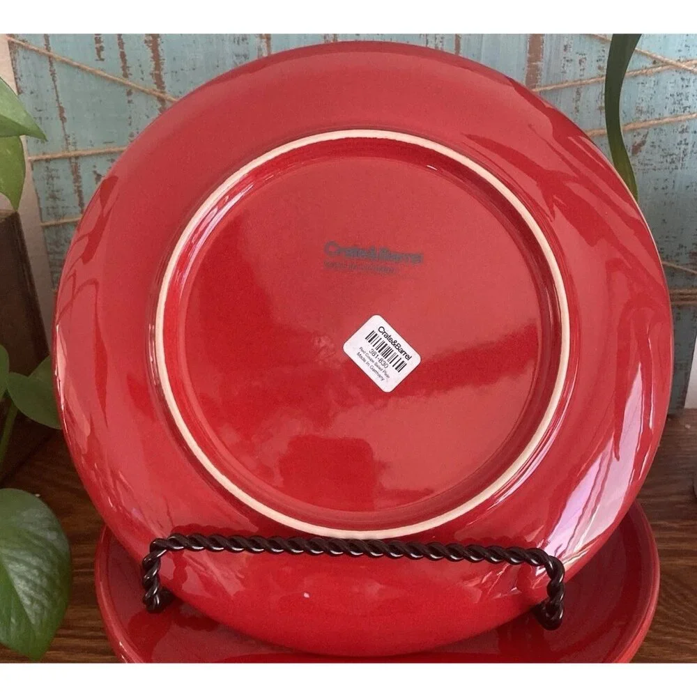 Crate & Barrel Red Coupe Stoneware Christmas 8.5